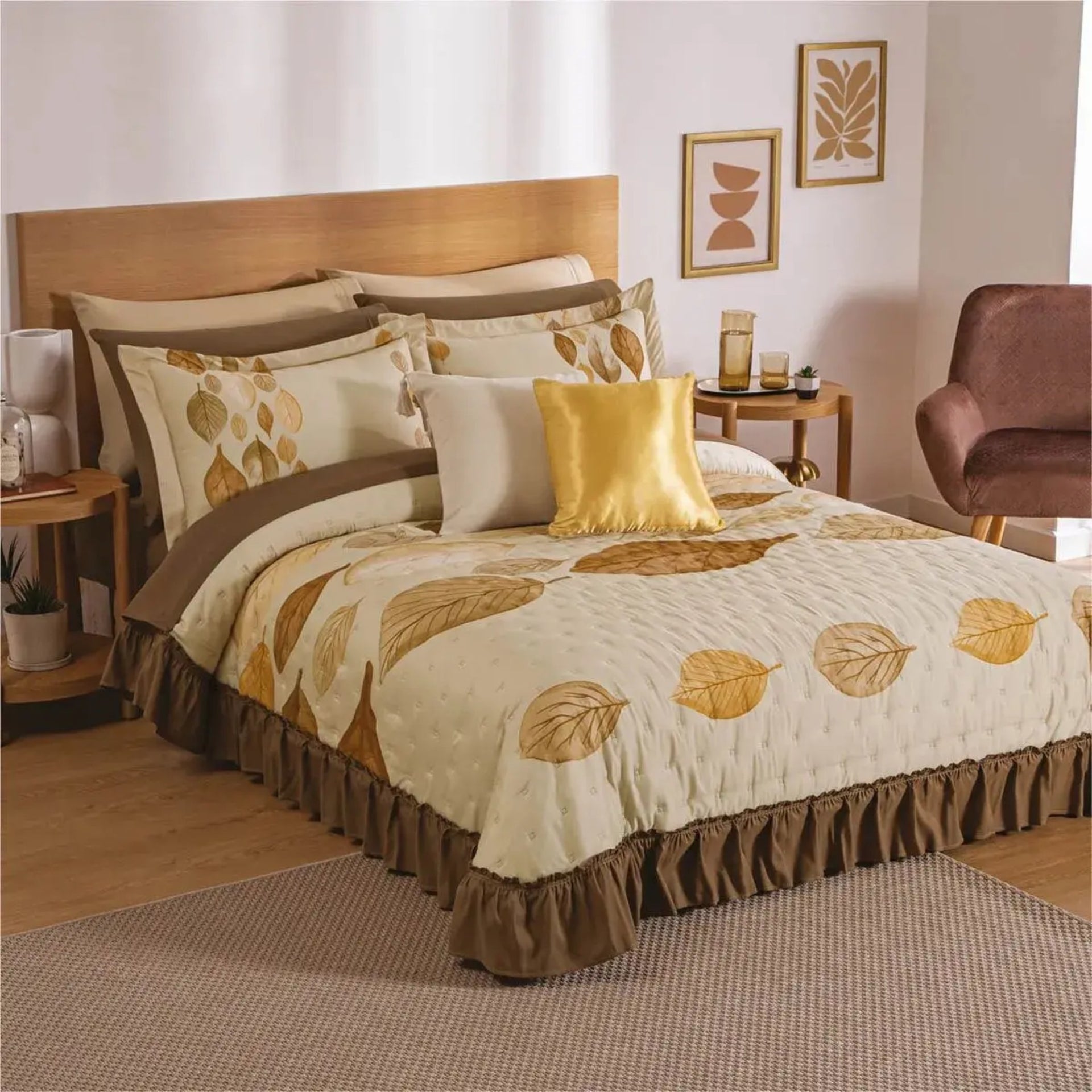 Combo Pareja Colcha Olmo + Sabana Novios Matrimonial Beautty Home