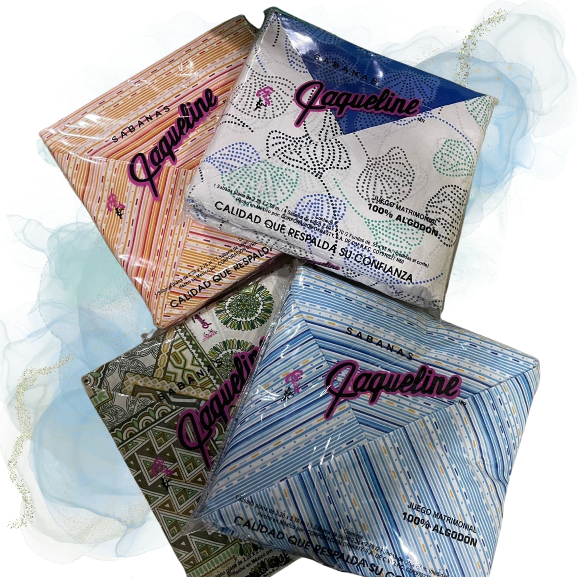 Pack de 2 Juego de Sabana Jaqueline  %100 Algodón Matrimonial  Beautty Home
