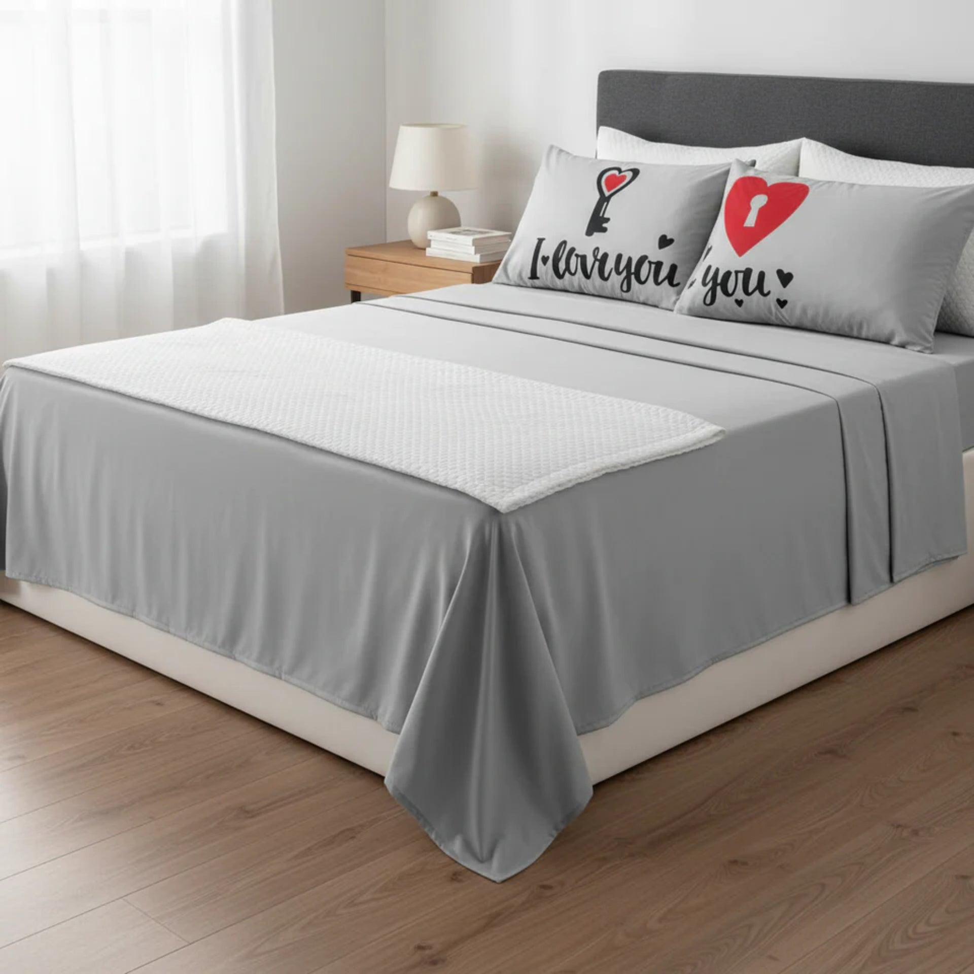 Combo Pareja Colcha Cherry + Sabana Amor Matrimonial Beautty Home