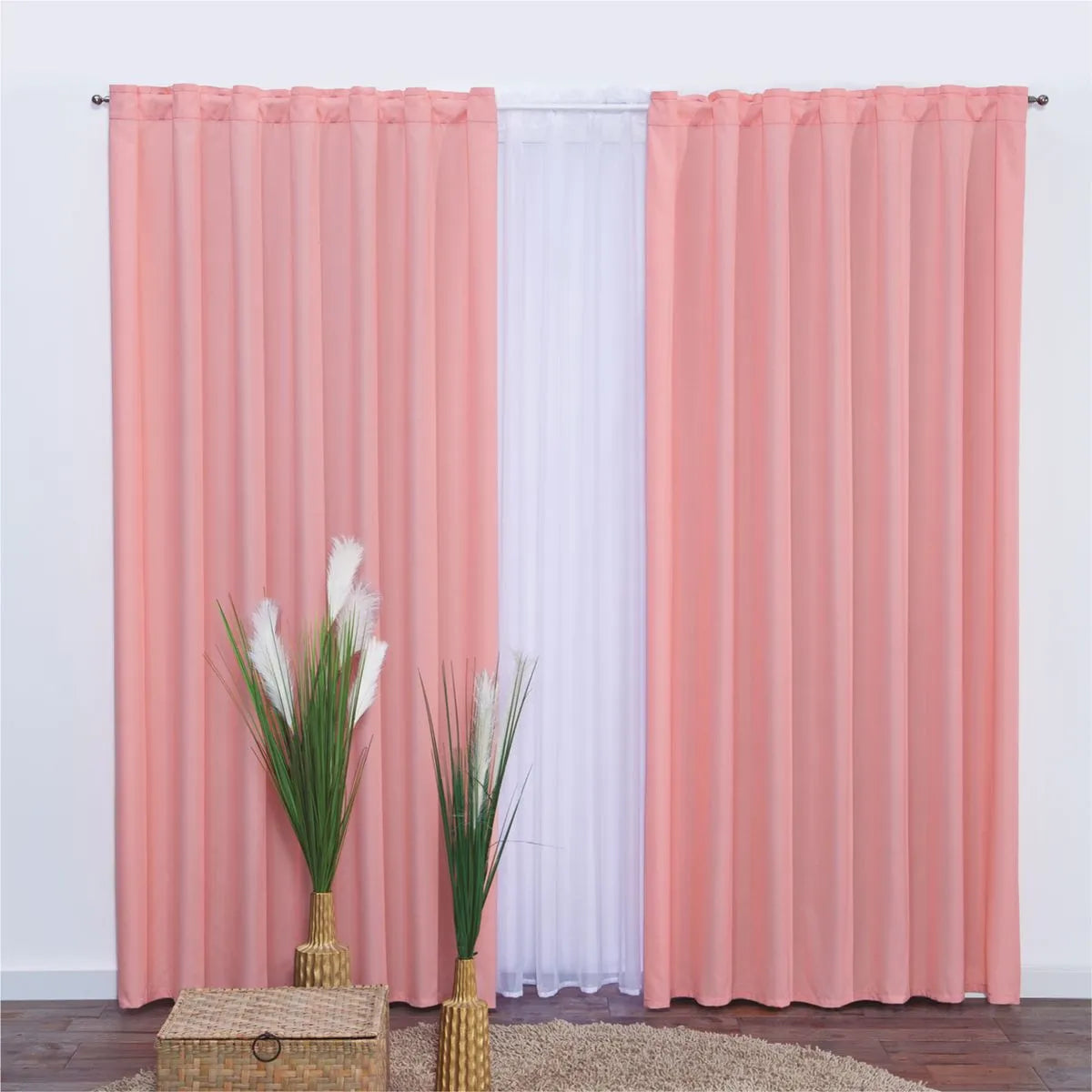 Combo Colcha Neo Deep Rose  +Cortinas Largas Deep Rose