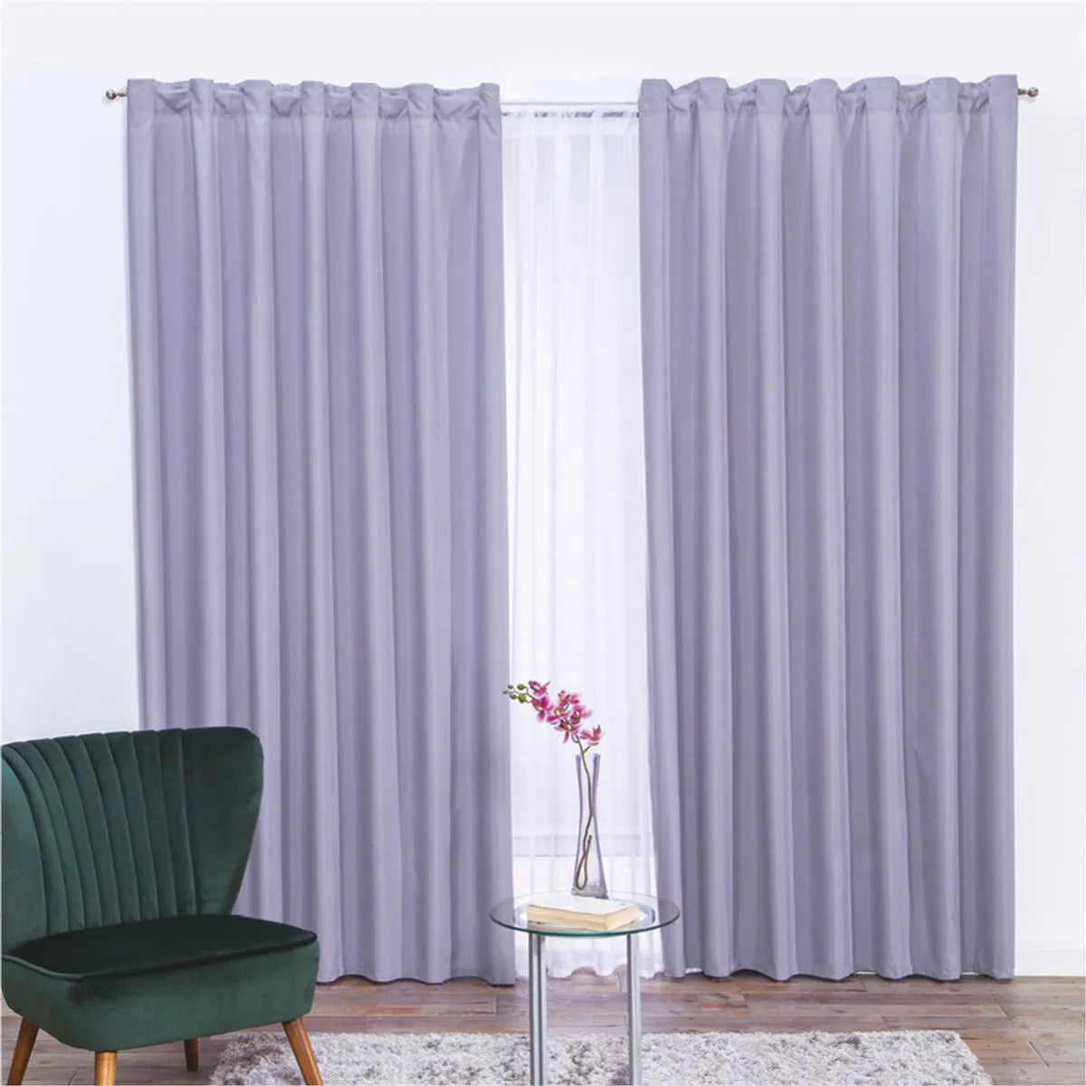 Combo Colcha Neo Lavanda  + Cortinas Largas Lavanda