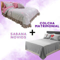 Combo Pareja Colcha Cherry + Sabana Amor Matrimonial Beautty Home