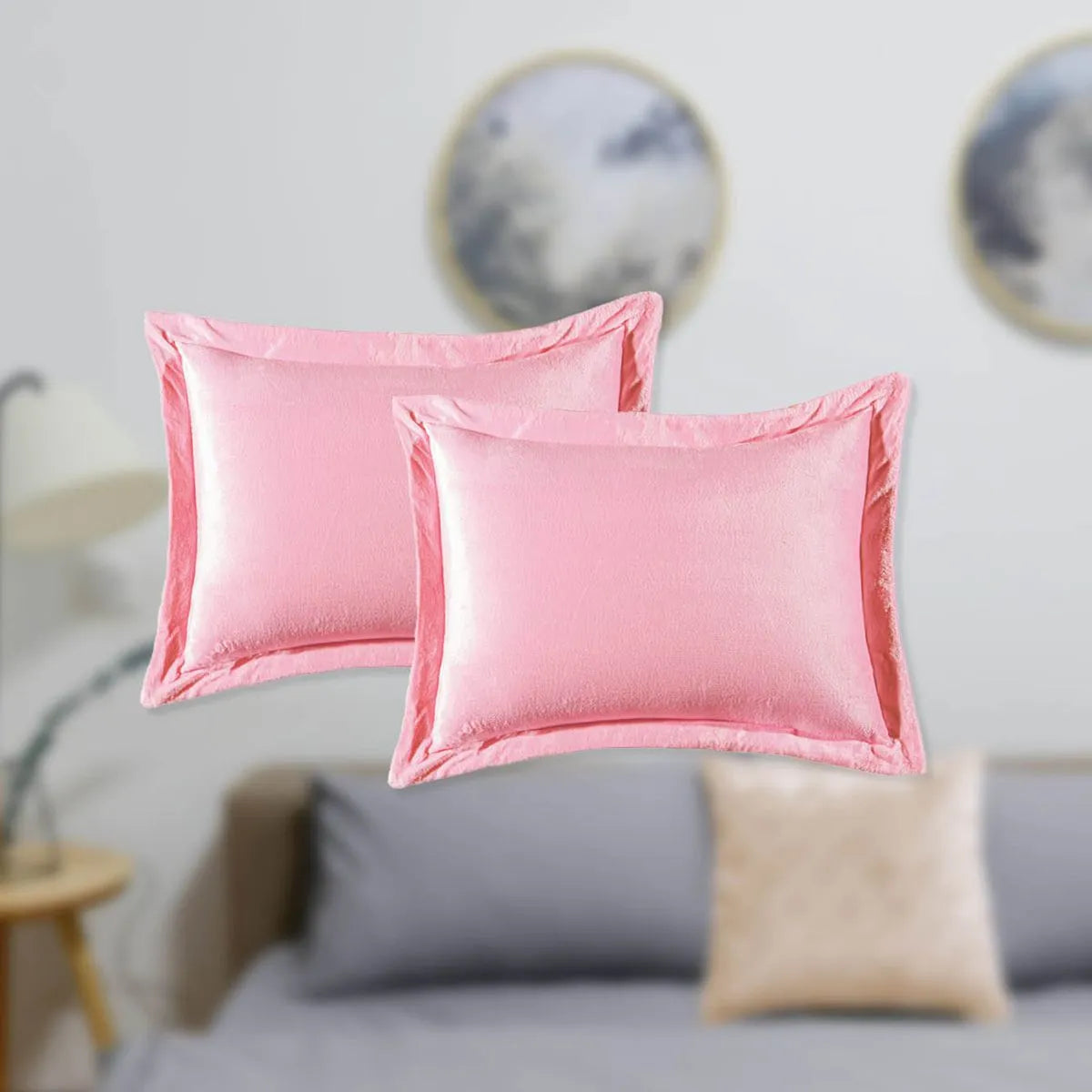Cobertor Ultra Suave Ligero Lovely + Cortina Neo Larga Rosa + Par de Fundas Velvet Rosa