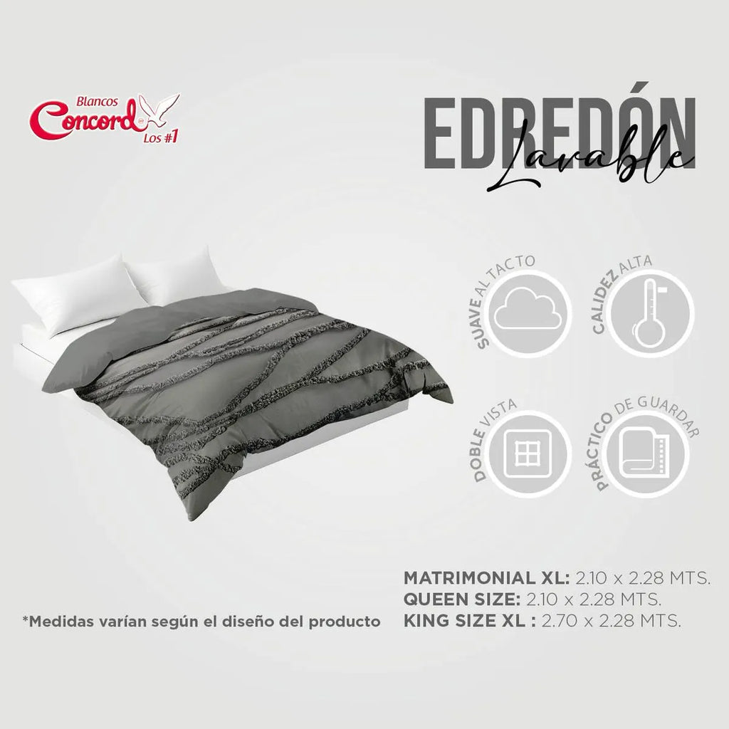 Edredón Grueso Bordado con Fundas Tufted Amber