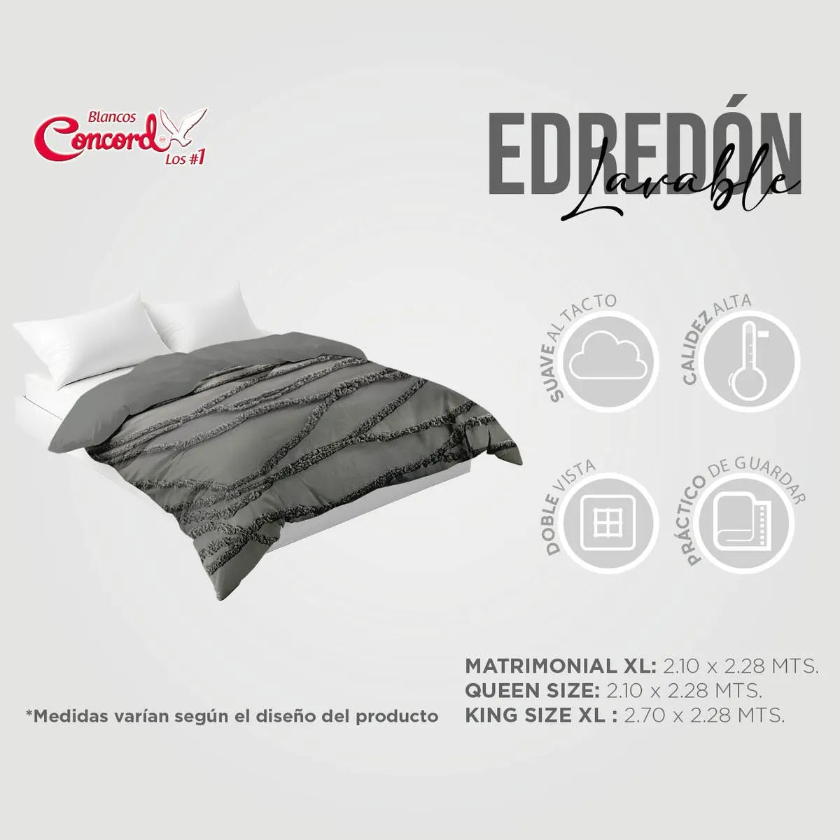 Edredón Grueso Bordado con Fundas Tufted Amber