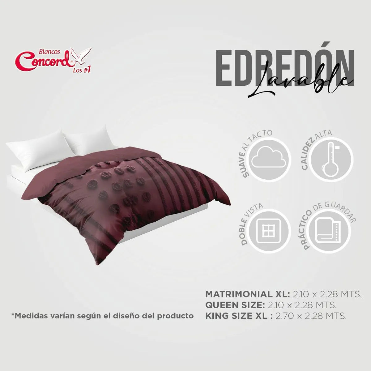 Edredón Grueso Bordado con Fundas Tufted Viena