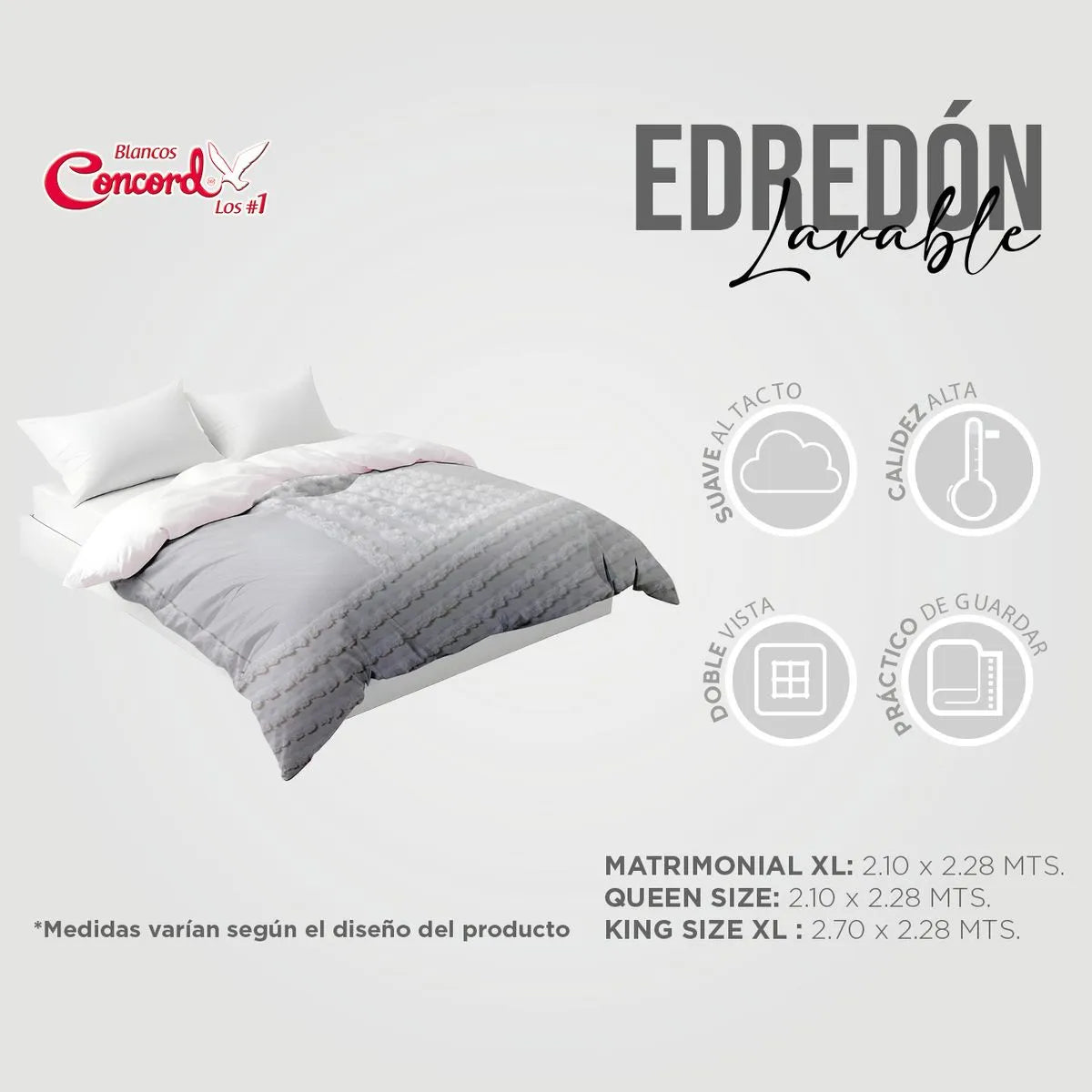 Edredón Grueso Bordado con Fundas Tufted Artic