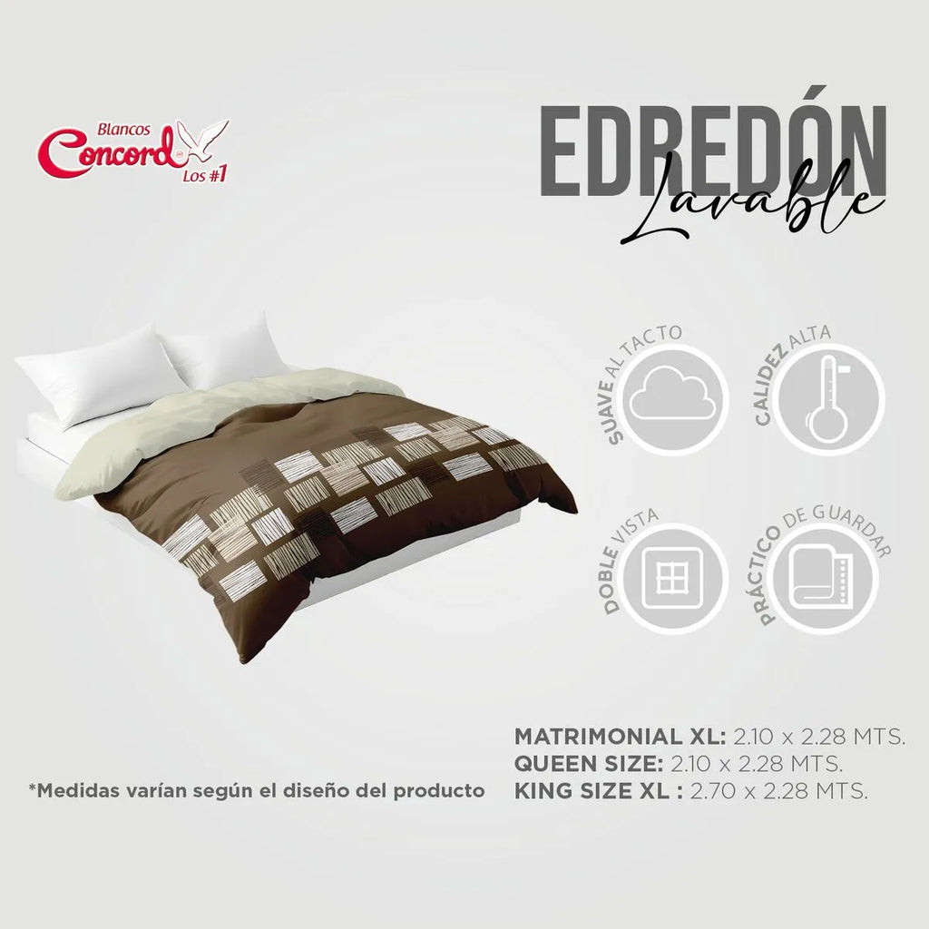 Edredón Lavable Con Fundas y Cojines Nogal