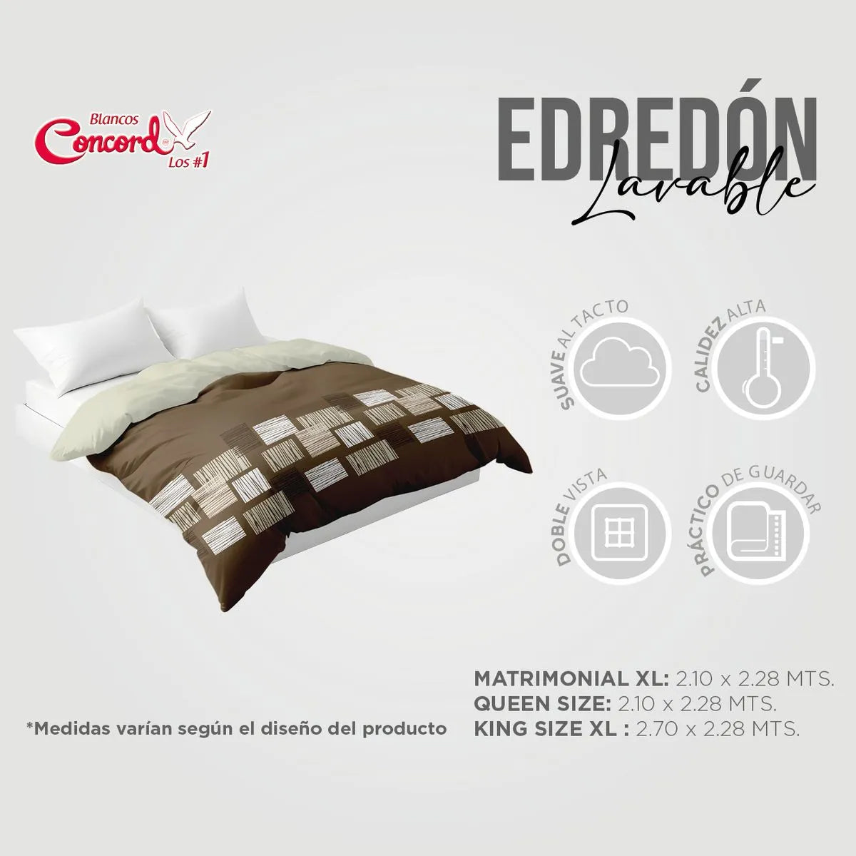 Edredón Lavable Con Fundas y Cojines Nogal
