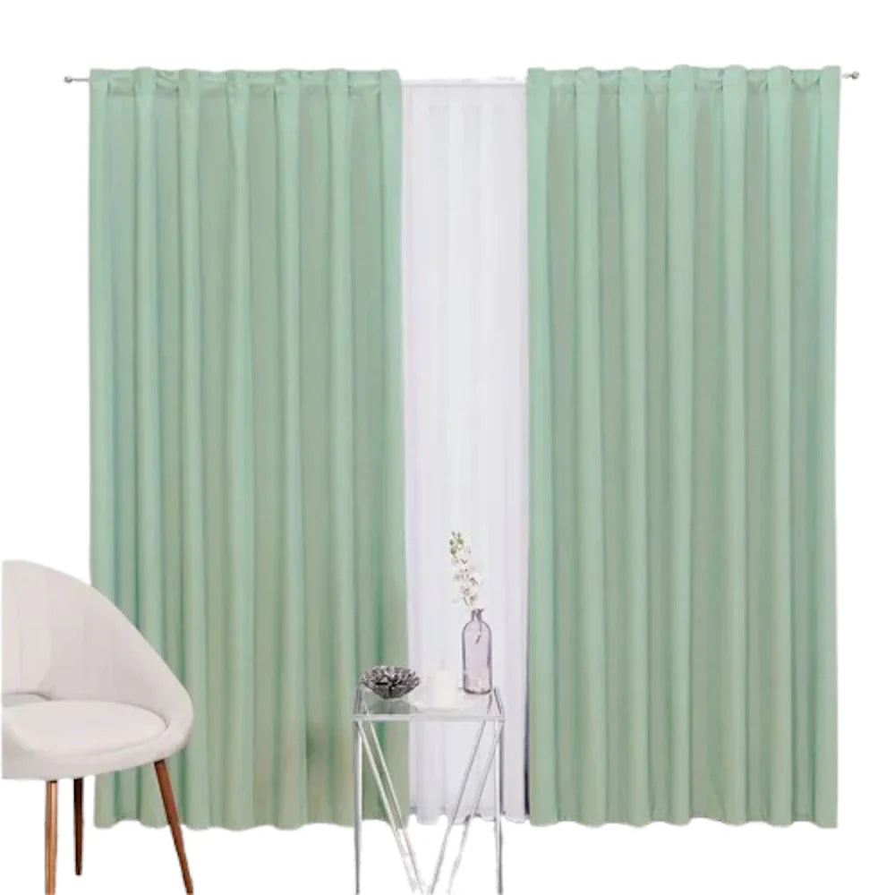 Combo Colcha Neo Olivo  + Cortinas Largas Neo pistache