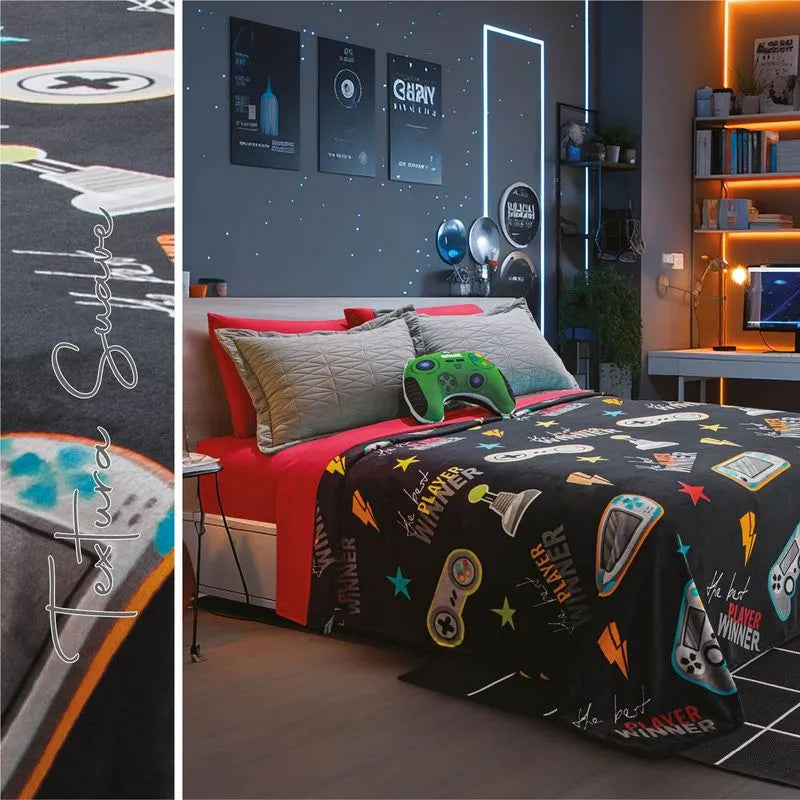Cobertor Ligero Gamer+Cortinas Gamer