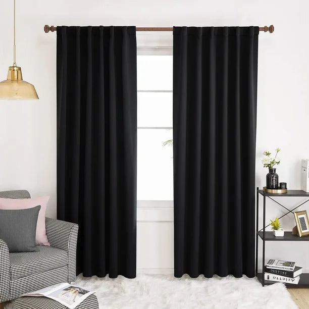 Cortina Neo Negro Decorativa Dos Paneles