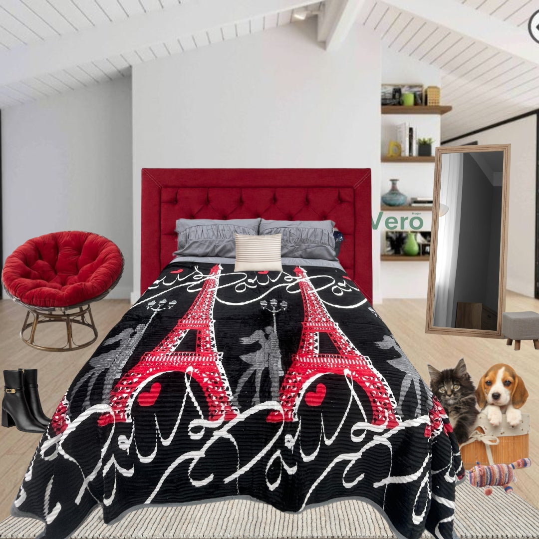Cobertor Ligero BostÇün Paris Matrimonial con Borrega