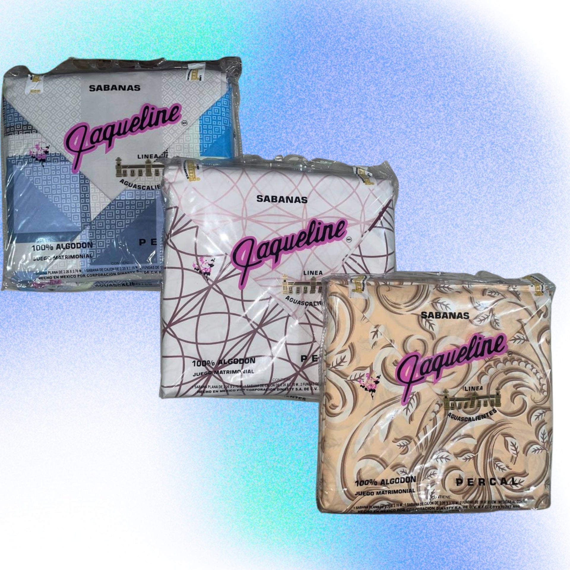Pack de 2 Juego de Sabana Jaqueline  %100 Algodón Percal Matrimonial (Modelos al Azar)