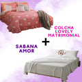 Combo Pareja Colcha + sabana amor Matrimonial Beautty Home