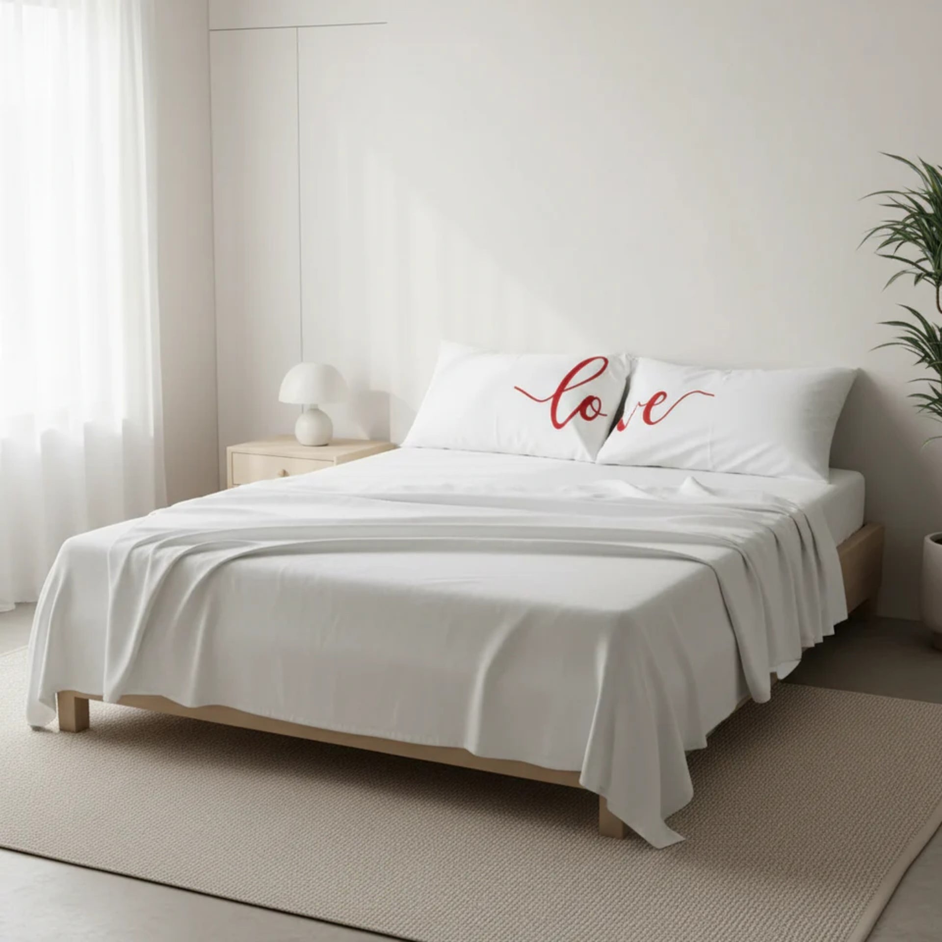 Combo Pareja Colcha + sabana amor Matrimonial Beautty Home