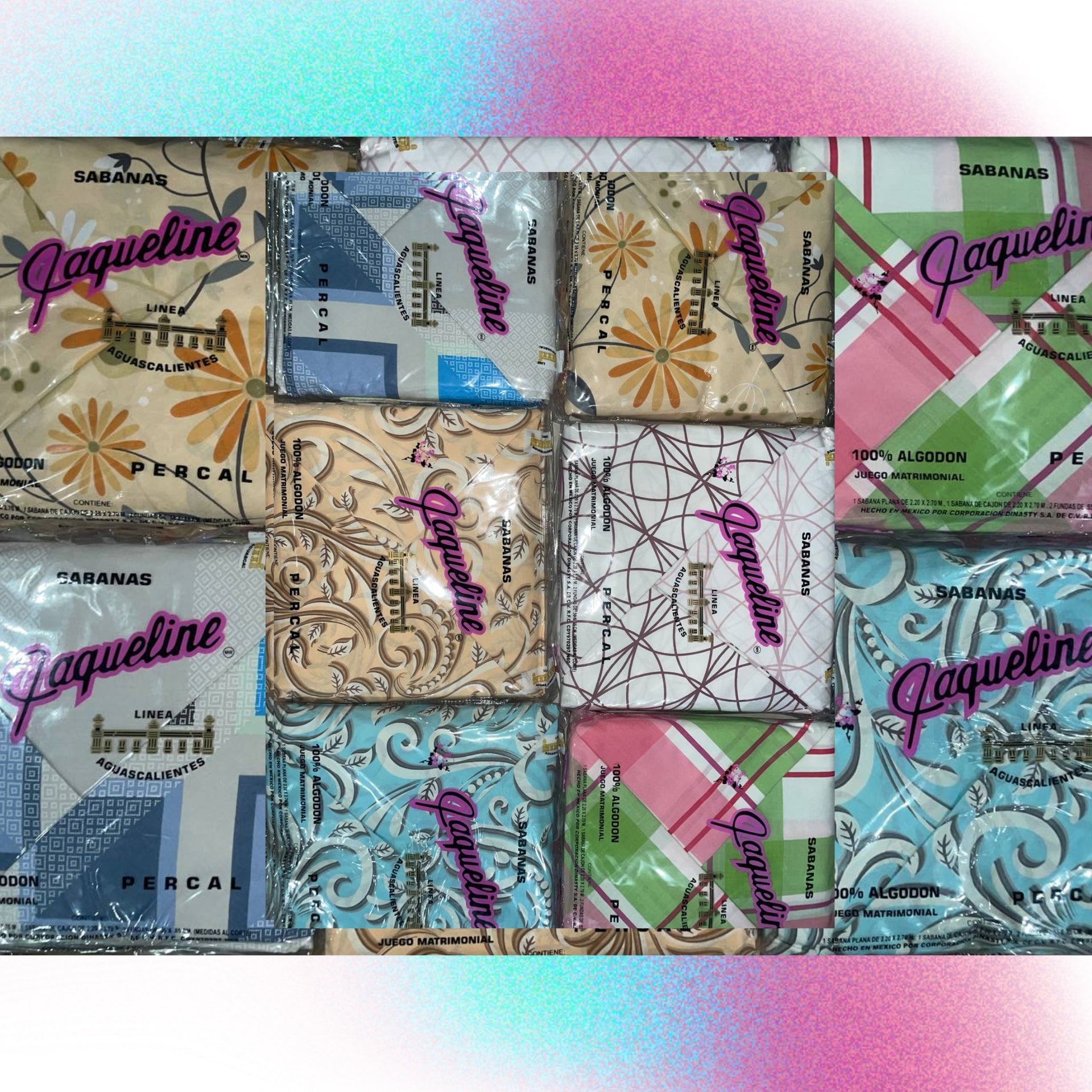 Pack de 2 Juego de Sabana Jaqueline  %100 Algodón Percal Matrimonial (Modelos al Azar)