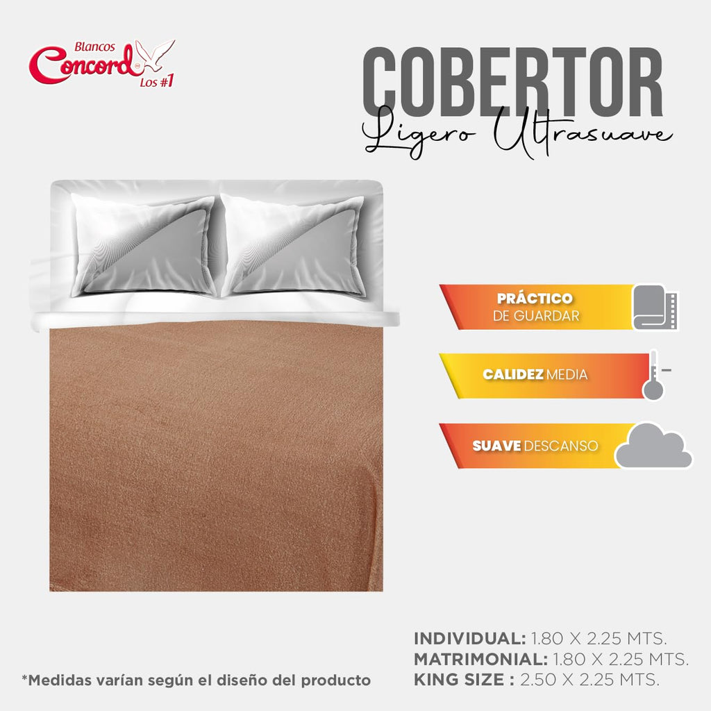 Cobertor Ultra Suave Ligero Caramel + funda crisantemo