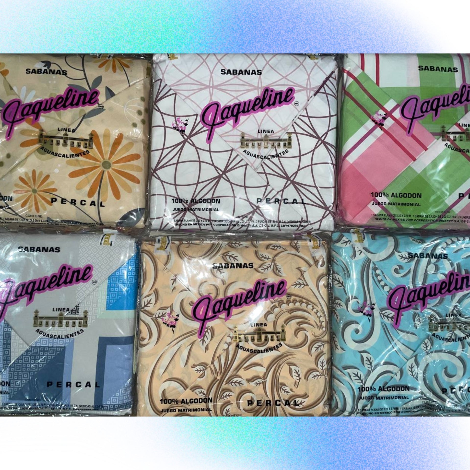 Pack de 2 Juego de Sabana Jaqueline  %100 Algodón Percal Matrimonial (Modelos al Azar)
