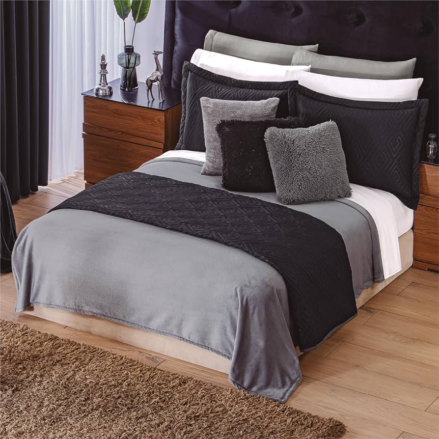 Cobertor Ultra Suave Ligero Gris + Sabanas polar gris