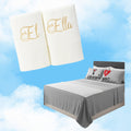Super Combo Bodas-Sabanas Love Gris + Toalla romance Premium