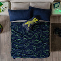 Combo Ligero Dino+Cojin Decorativo Rex+Sabanas Marino+Cortina Marino