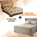 Combo Pareja Colcha Olmo + Sabana Amor Matrimonial Beautty Home