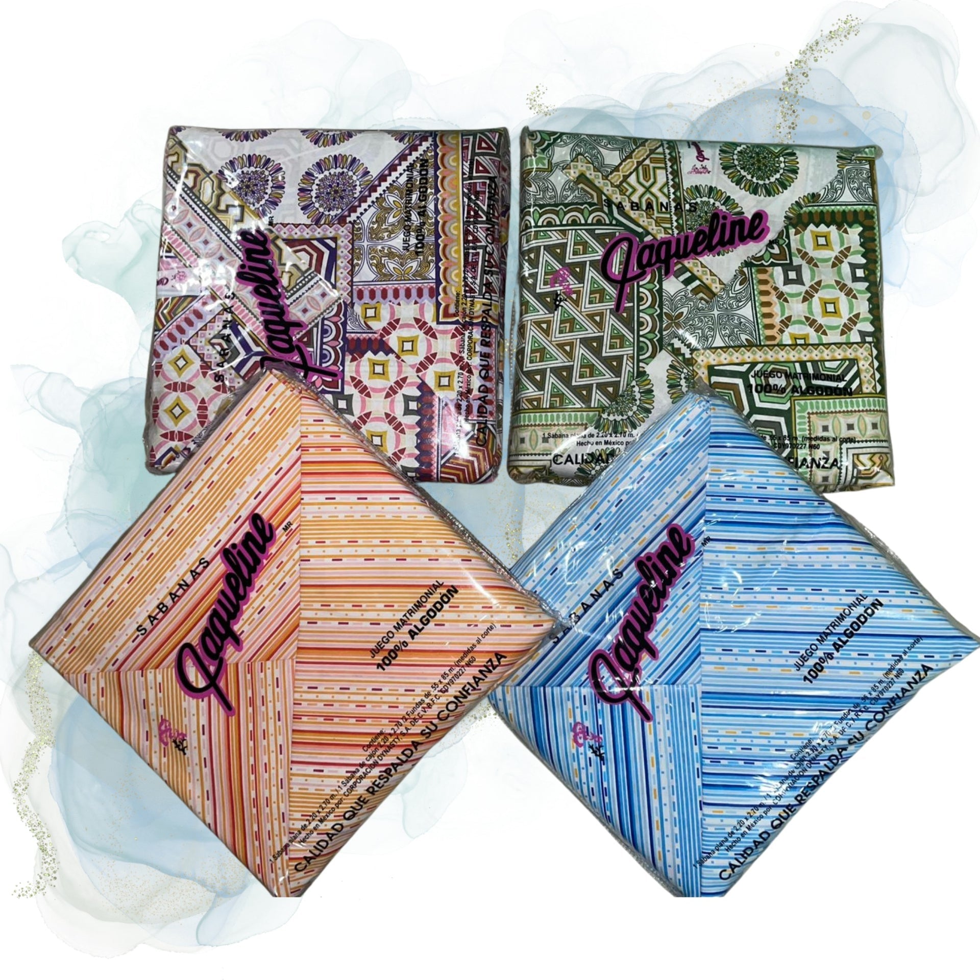 Pack de 2 Juego de Sabana Jaqueline  %100 Algodón Matrimonial  Beautty Home