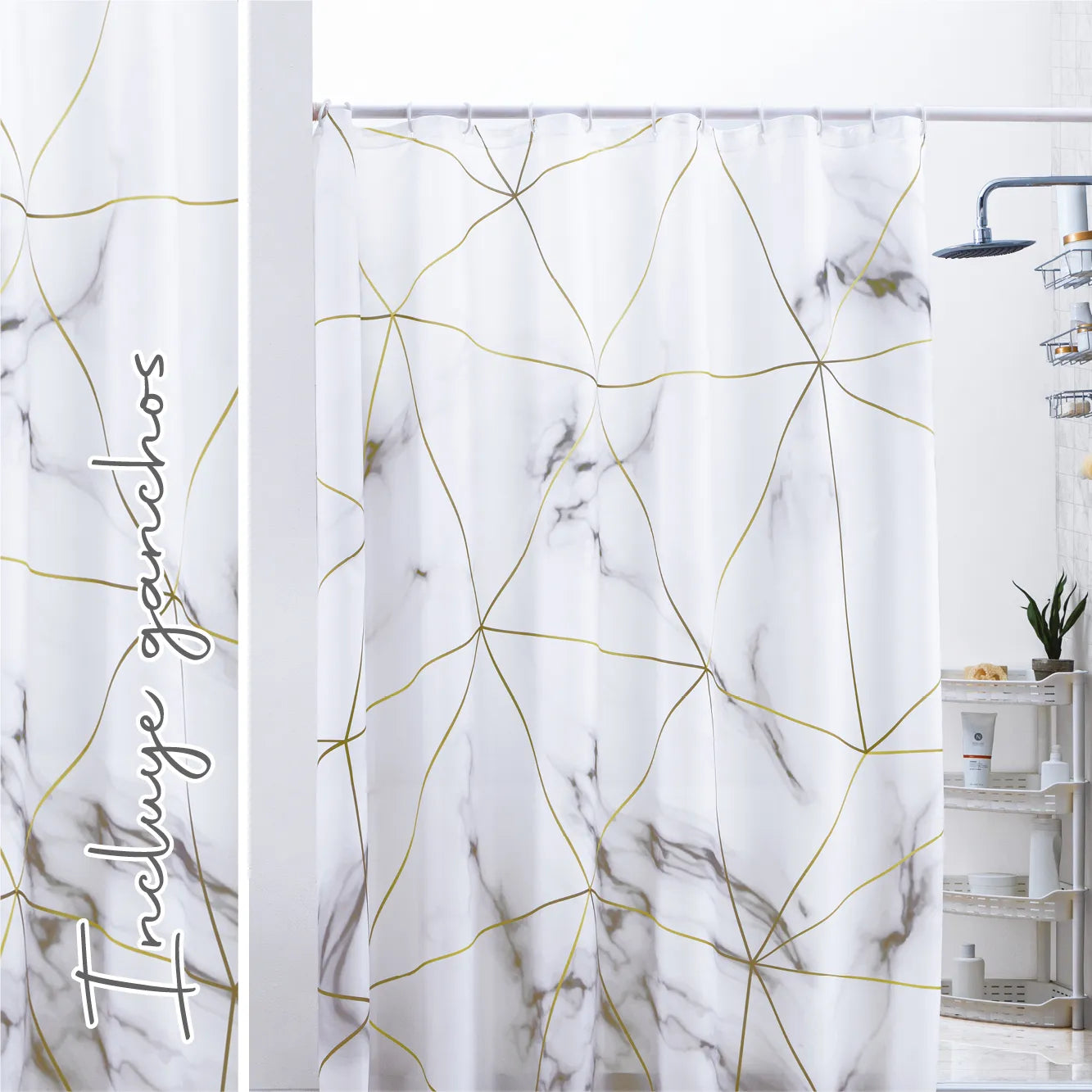 Cortina de Baño Impermeable Marmore