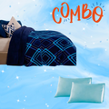 Combo Cobertor Serenity Con Borrega Matrimonial Ontario y Fundas de Almohada Turquesa