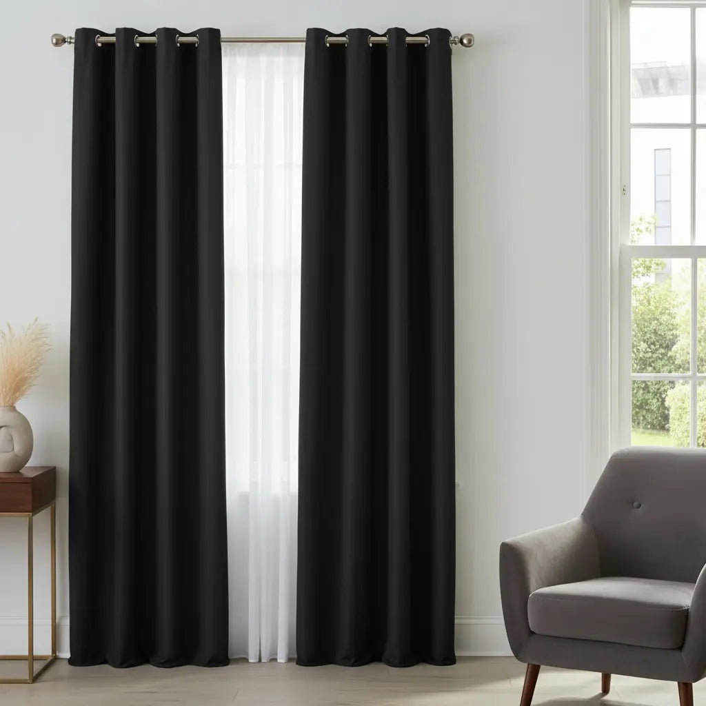 Cortina Neo Negro Decorativa Dos Paneles