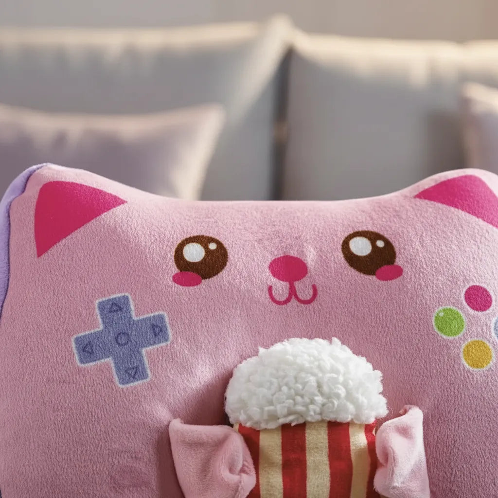 Cojín Peluche Gato Gamer Kawai