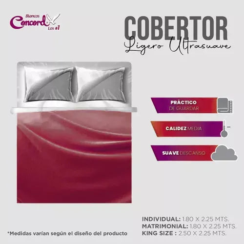 Cobertor Ultra Suave Ligero Vino + Fundas Velvet Gris Medio