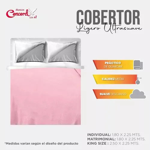 Cobertor Ultra Suave Ligero Rosa + Par de Fundas Neo Rosa