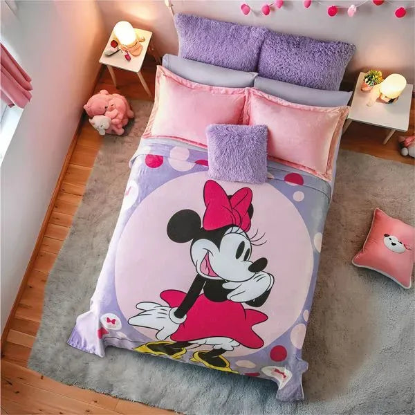 Cobertor Ultra Suave Ligero Minnie Cute +cojin shagy violet