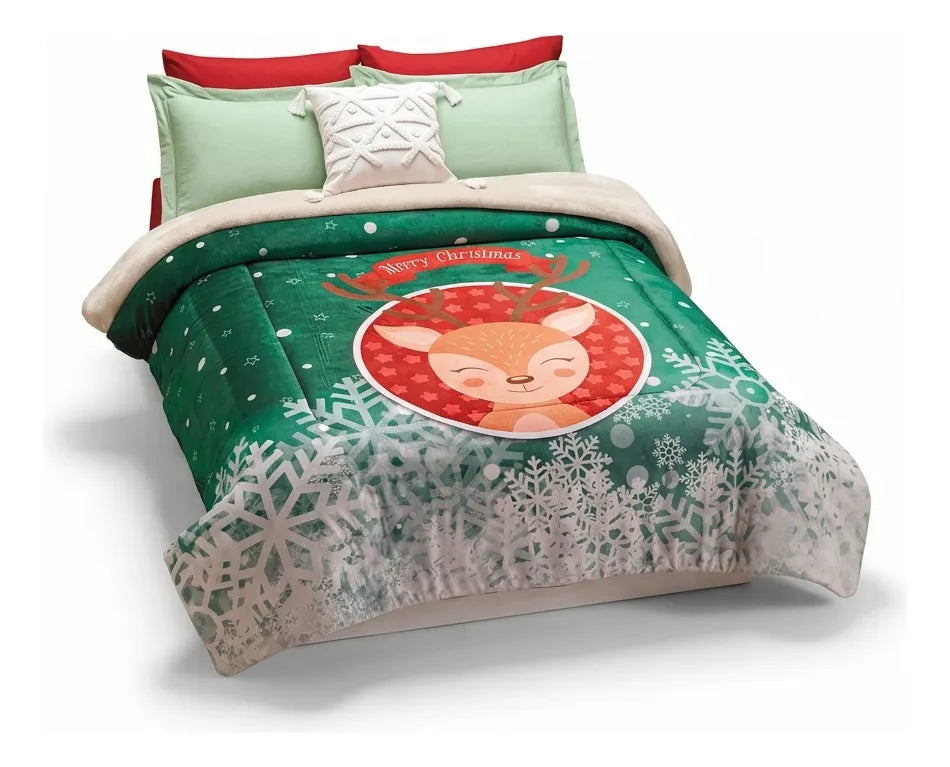 Cobertor Navideño Pachicalientito Reindeer Matrimonial