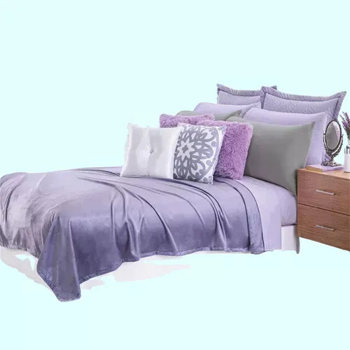 Cobertor Ultra Suave Ligero Lavanda + Juego De Sabanas Invernales