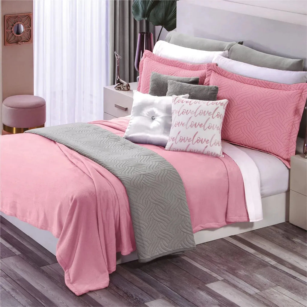 Cobertor Ultra Suave Ligero Rosa + Par de Fundas Neo Rosa