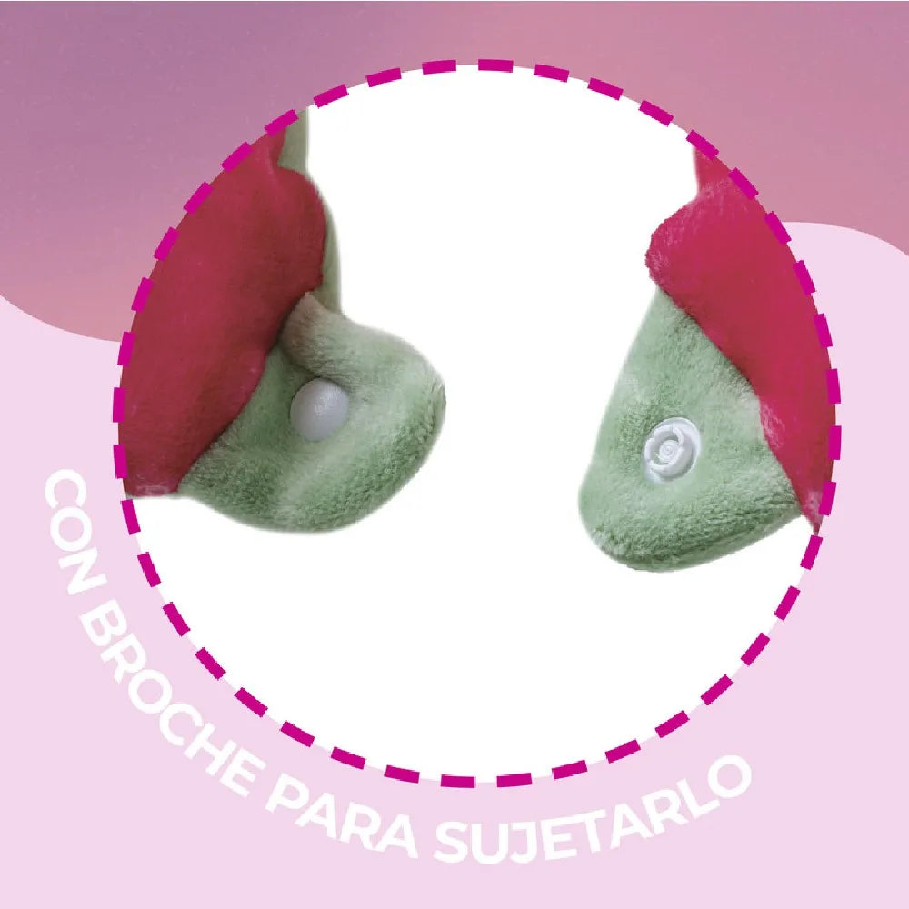 Cuellera Viajera Dino y Fresa Diseño muy Kawaii.