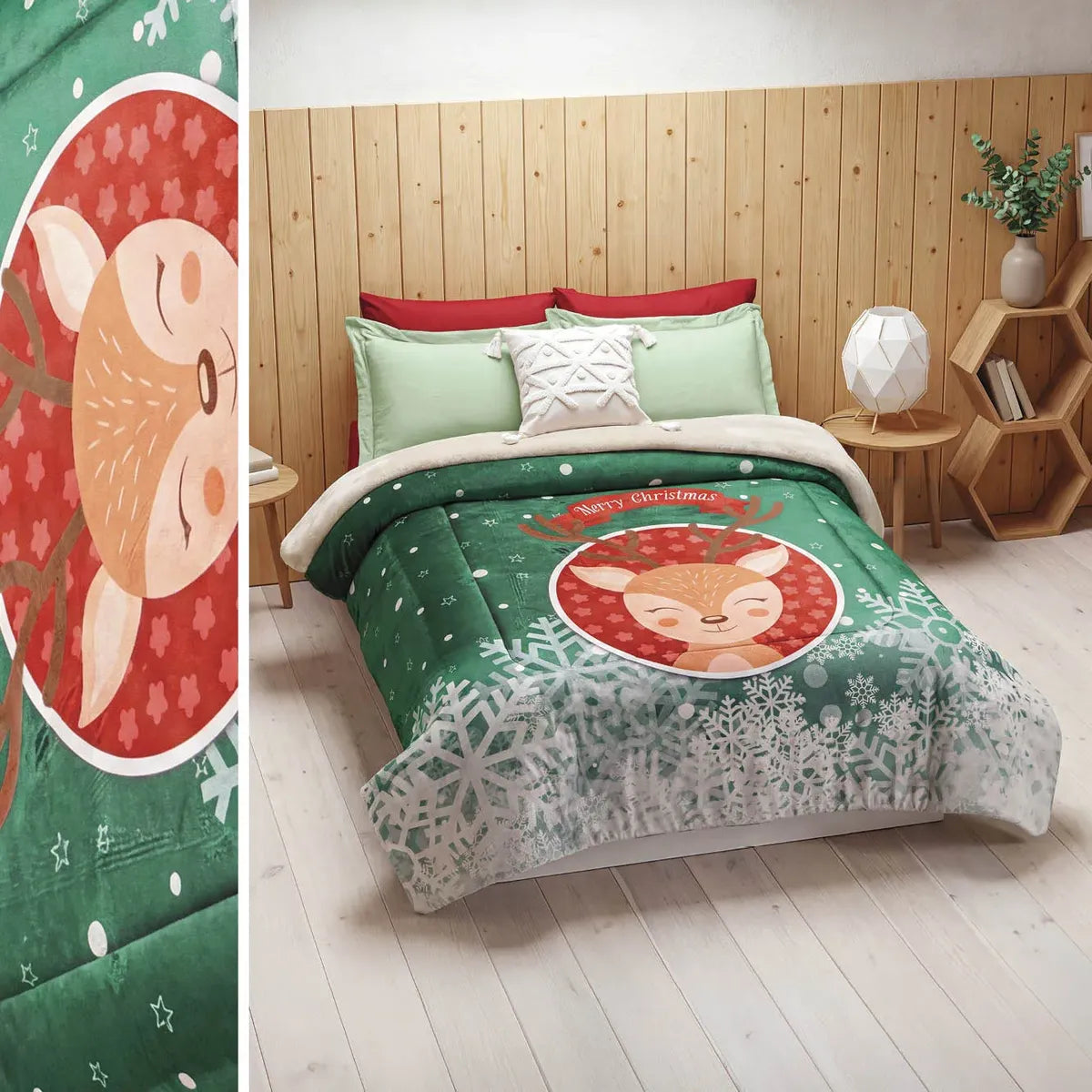 Cobertor Navideño Pachicalientito Reindeer Matrimonial