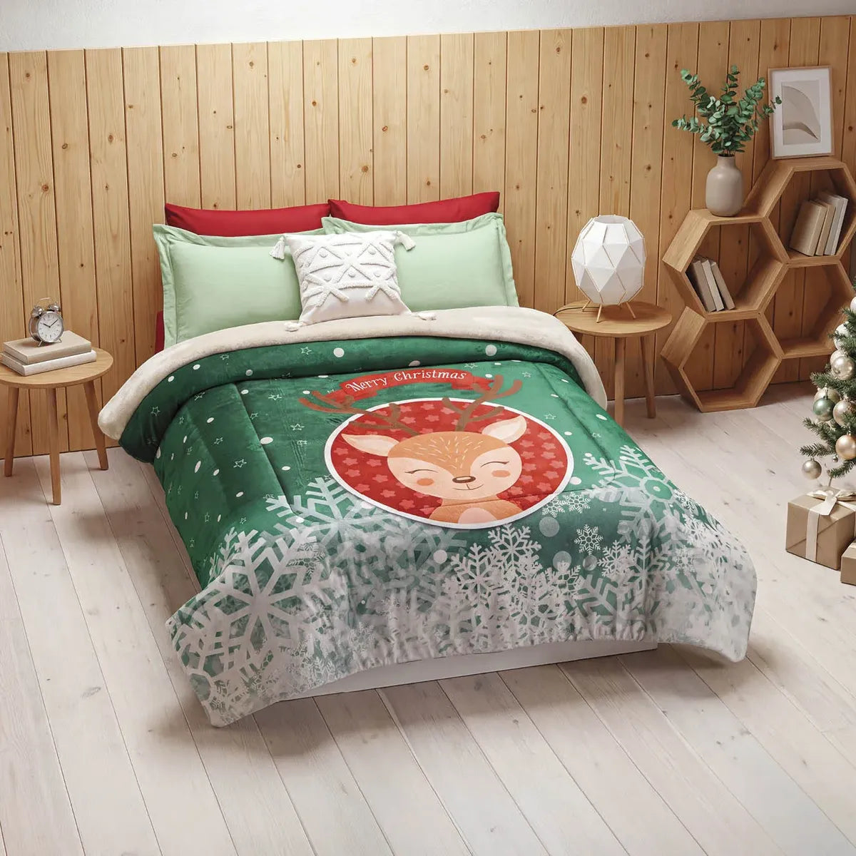 Cobertor Navideño Pachicalientito Reindeer Matrimonial