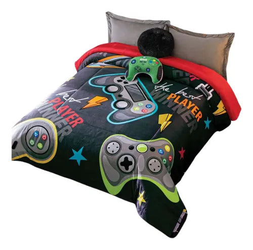 Cobertor Con  Borrega Gamer Negro