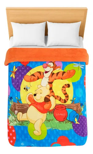 Cobertor Serenity Con Borrega Matrimonial Winnis Pooh