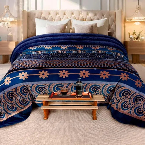 Combo Cobertor de Borrega Serenity Jumbo Praga y Fundas para Almohada