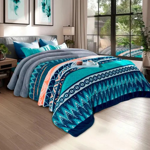 Combo Cobertor de Borrega Serenity Jumbo Palermo y Fundas de Almohada