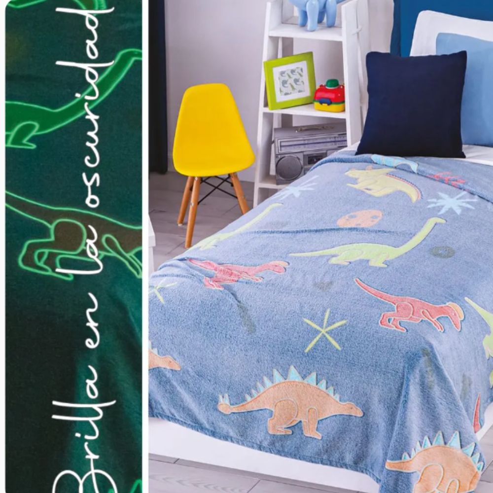Cobertor Ultra Suave Ligero Saurio + Funda Decorativa Dino Astronauta