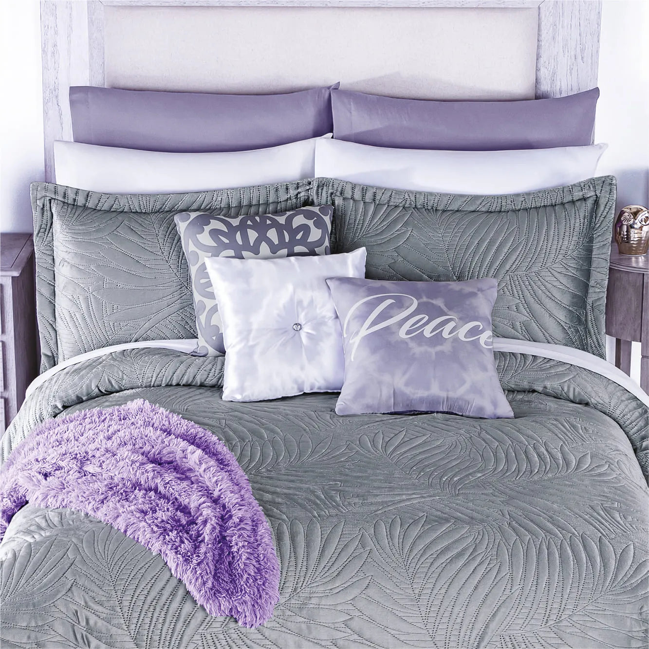 Edredón Velvet Gris con Fundas