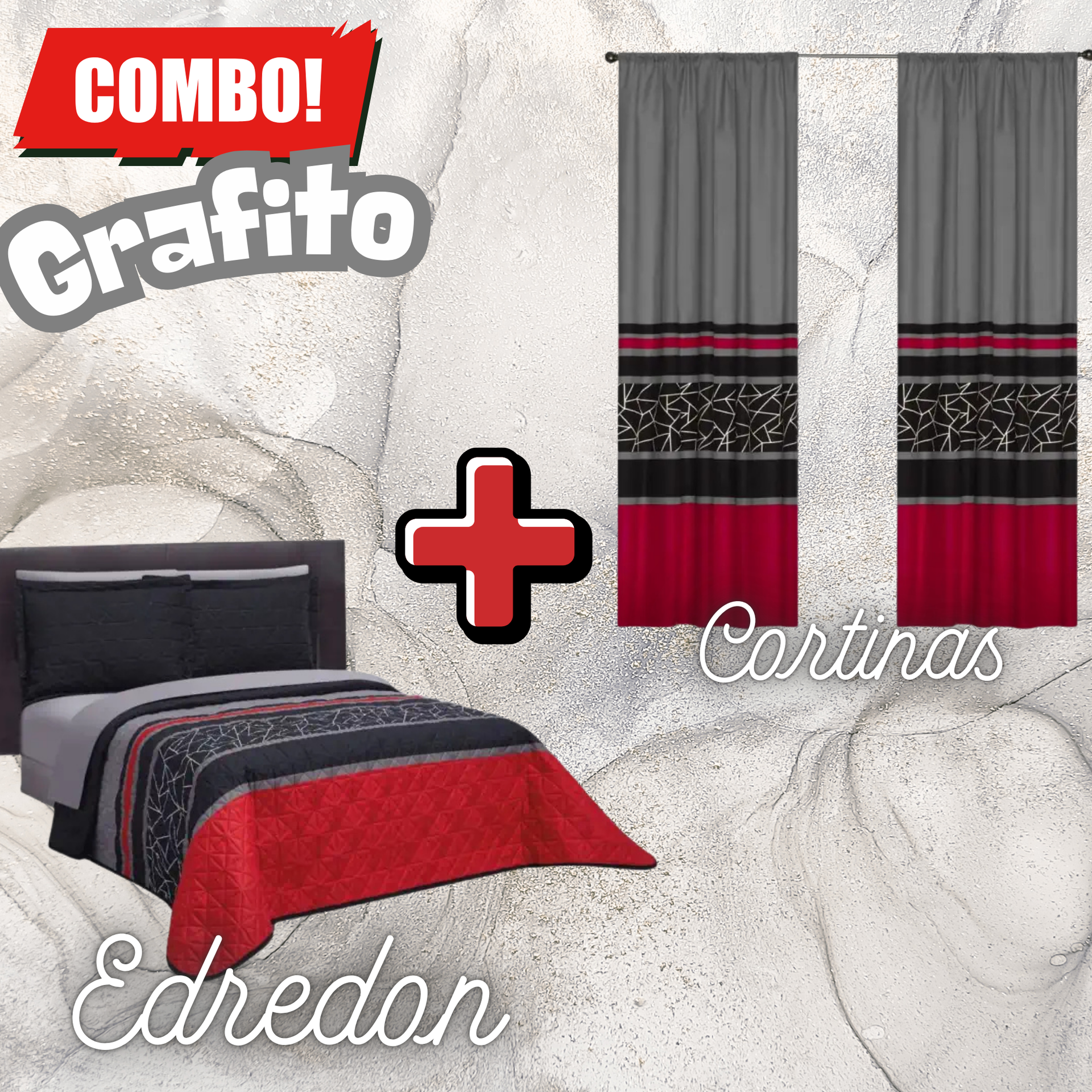 Edredón Ultrasónico Grafito con Cortinas