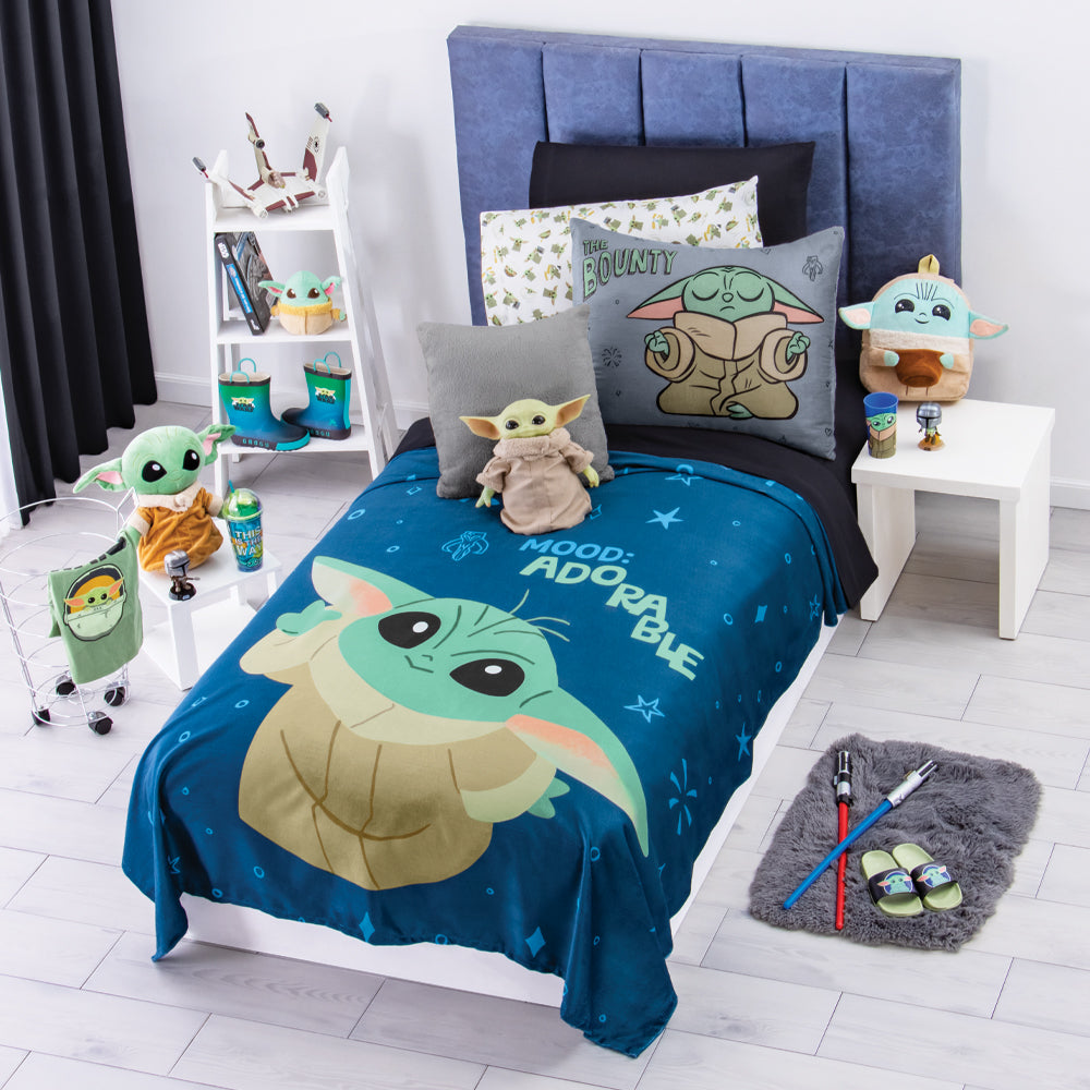 Cobertor Ultra Suave Ligero Yoda Grogu + Funda  de Cojin Grogu