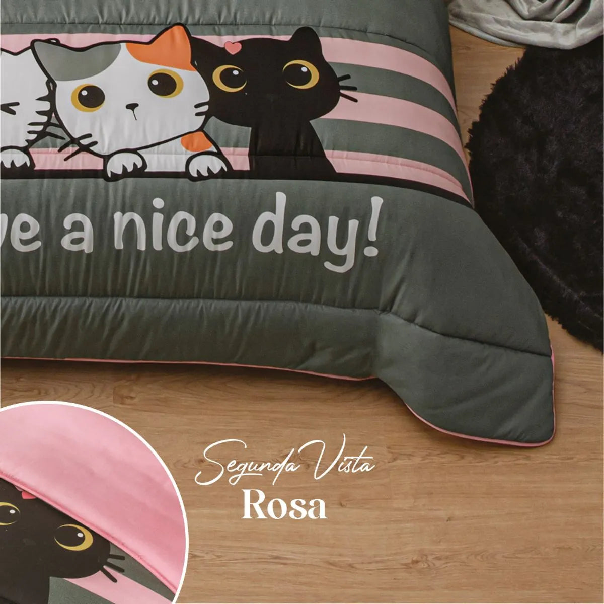 Edredón  con Fundas y Cojín Gatitos
